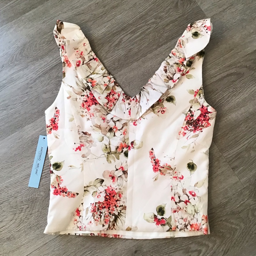 Antonio Melani NWT Ruffled Floral Top - Picture 5 of 7